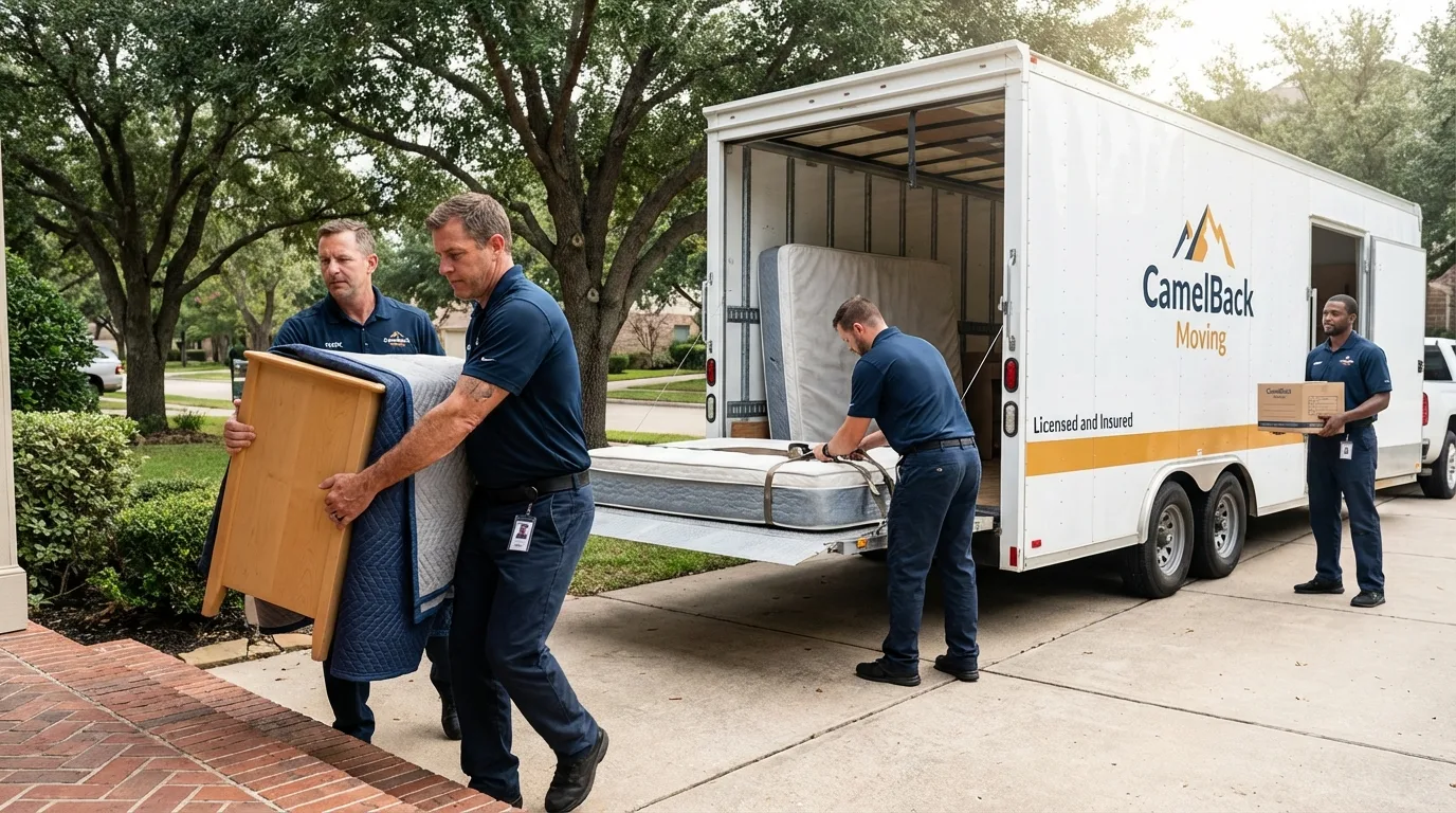 Crew loading residential truck for cross-state move from Belle Glade, FL