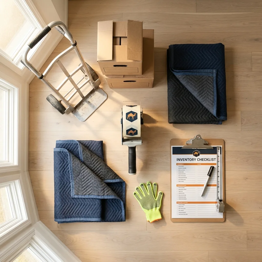 Professional moving supplies and packing materials layout for Belle Glade residential relocations